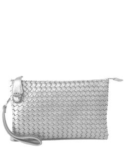 Fashion Woven Clutch Crossbody Bag WU042 SILVER